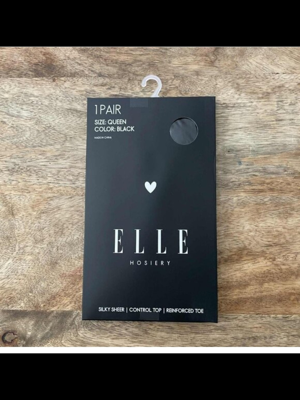 Elle Queen Size Sheer Control Top Tights - Black
